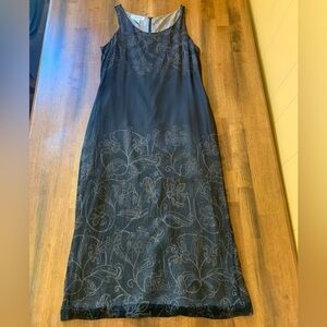 90s Alfani 100% Silk Black Sleeveless Midi Dress Size 14